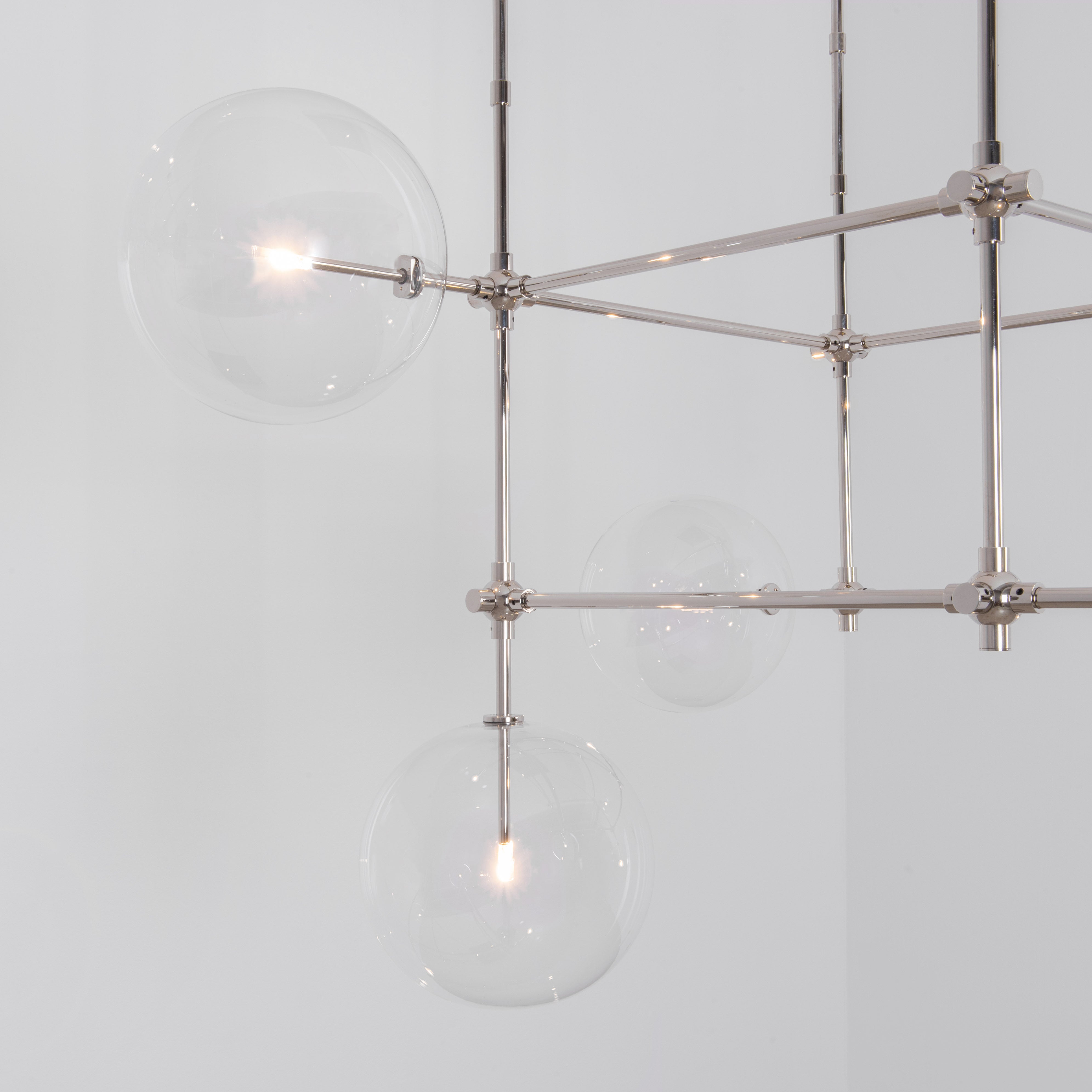 Schwung Soap 6 Polished Nickel Transparent Globe Chandelier